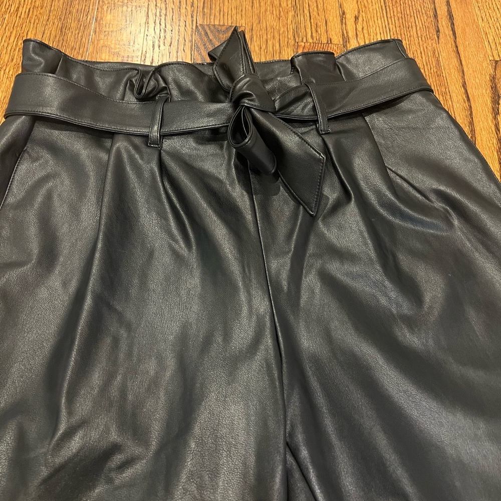 White House Black Market Vegan Leather Paperbag Tapered Ankle Pants